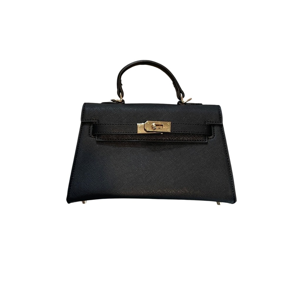 Liliana Black Saffiano Mini Top Handle Crossbody Bag Gold Hardware